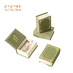 New story book pu leather book-shaped jewelry gift box, proposal ring box, engagement ring box, anniversary ring box, vintage style box
