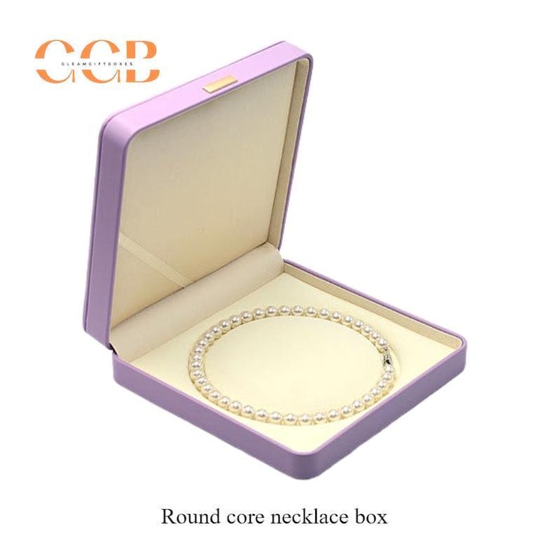 Kundenspezifische Premium-Luxus-Schmuckschatulle aus Lavendel und weißem Leder, Schmuckset, Mikrofaserfutter, Schmuckverpackung, Armband- und Halskettenbox Bild 9