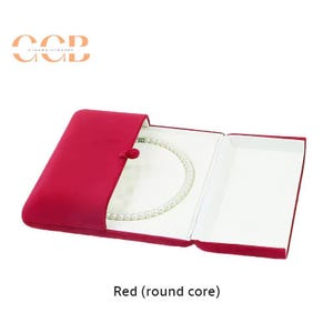 Red Velvet Jewelry Set Box for Pearl Necklace, Anniversary or Wedding Jewelry Gift Box, Luxury Velvet Display Case