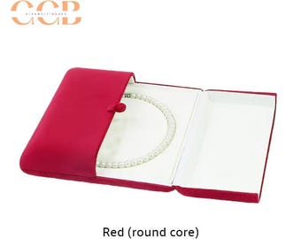 Roter Samt Schmuck-Set Box für Perlenkette, Jubiläum oder Hochzeit Schmuck Geschenkbox, Luxus Samt Vitrine