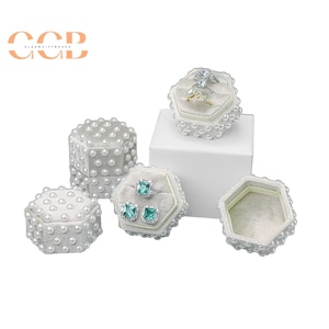 Perle Samt Ring Schmuckschatulle, Achteck-Ringschachtel, Vorschlag-Ringschachtel, Einzelringschachtel, Doppelschlitzringschachtel, Dreifachschlitzring, Eheringschachtel