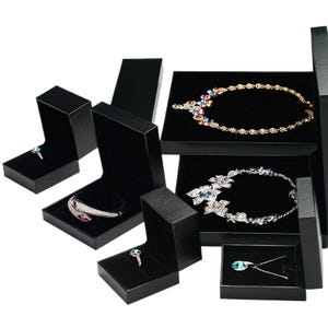 Luxury flip lid jewelry packaging box faux leather paper ring box pendant box bracelet box necklace box long chain box wholesale