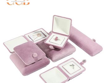Boîte cadeau bijoux à boutons-pression en velours, boîte à bagues, boîte à boucles d'oreilles, boîte à pendentifs, boîte à bracelets, boîte à collier, boîte à bijoux