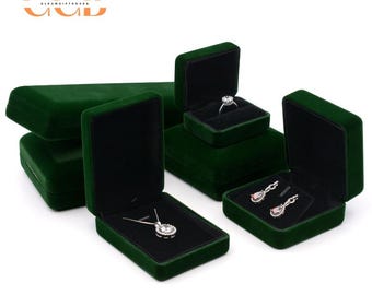 Green Velvet Jewelry Boxes, Ring Box, Pendant Box, Bracelet Box, Pearl Necklace Box, Jewelry Storage Box, Keepsake Box, Gift Box,Jewelry Box