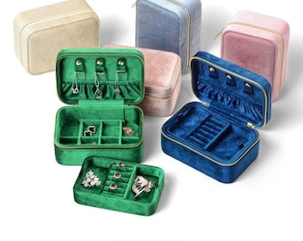 Velvet Travel Jewelry Case, Portable Zipper Organizer for Rings, Earrings & Necklaces, Bridesmaid Gift, Travel Accessory