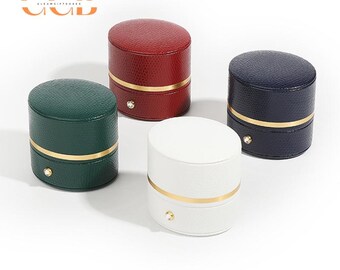 Premium PU Leather Blue and Green Oval Ring Box, Proposal and Diamond Ring Box, Engagement & Wedding Jewelry Set Box, Jewelry Display Box