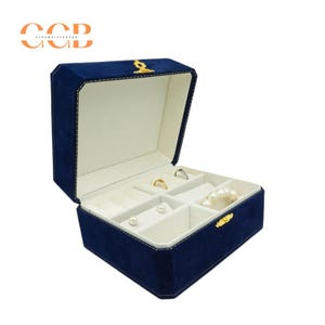 Premium Royal Blue Jewelry Storage Box, Vintage Style Jewelry Organizer, Large Velvet Jewelry Box