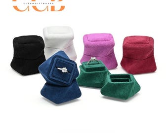 Velvet Twist Single Ring Box, Plush Lined Holder for Wedding & Engagement Rings, Unique Proposal Photo Prop, Bridal Accessory