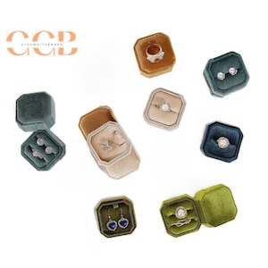 Velvet ring square jewelry box, velvet ring box, single/double/slot jewelry box, jewelry box wholesale,square octagon velvet ring box