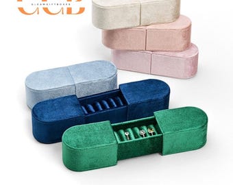 Multi-compartment Velvet Ring Box, Double Open Wedding Ring Bearer, Engagement & Promise Ring Organizer, Bridal Shower Gift, Photo Prop