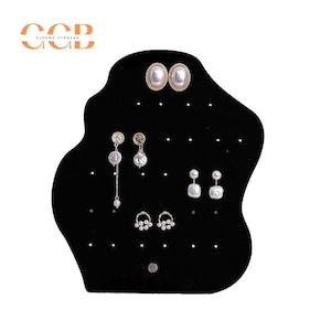 Black acrylic earring display stand, earring jewelry organizer, earring holder for studs, hoops, and dangle earrings, jewelry store display