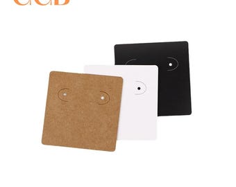 100pcs 5x5cm Earring Display Cards for Jewelry Packaging, Black White Paper Wholesale