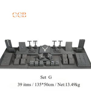 Gray velvet jewelry display props, necklace and earrings display stand set, jewelry counter display -Australia Jewellery Package Wholesale
