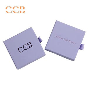 50pcs purple jewelry drawer boxes with optional custom logo, bulk packaging boxes for ring necklace pendant jewelry business use