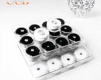 5-teilige Acryl-Schmuckschale mit Deckel, Edelstein-Ring-Probe-Organizer mit Kunststoff-Boxen, lose Diamant-Aufbewahrungsschale mit Fächern