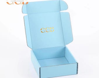 10pcs Blue Corrugated Cardboard Shipping Boxes, Kraft Mailing Box for Small Business, Custom Jewelry Gift Packaging Box for Shipping Orders