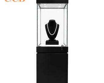 Glass Display Cabinet with LED Light, Collectibles Display Case, Curio Display Cabinet, Lockable Showcase, Retail Display