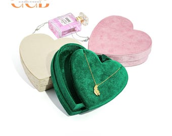 Velvet heart shaped pendant jewelry box, necklace box, pendant gift box, gift box, valentines day gift box, heart jewelry box