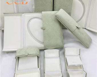 Boîtes à bijoux en velours vert, boîtes à colliers, boîte à colliers de perles, organisateur de bijoux, boîte à bagues en velours, boîte à colliers, boîte à bracelets, boîte à propositions