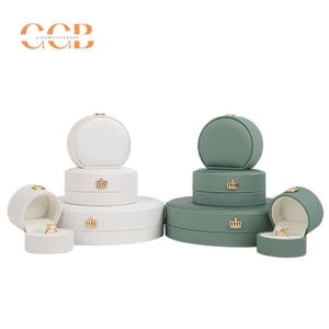 Crown pu leather pattern ring box, pendant box, earring box, pearl necklace box, jewelry storage box, engangement ring box,proposal ring box