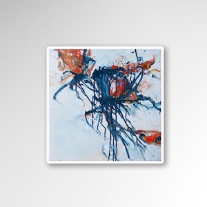 Abstract oil painting 50 x 50 cm, 20&quot;x20&quot; canvas stretched on a stretcher frame, minimalist, flowers