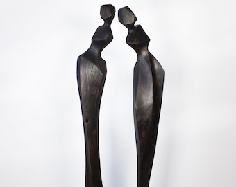 Large wooden sculpture, 100 cm, 40 inches, art object, woman, abstract, modern, minimalist