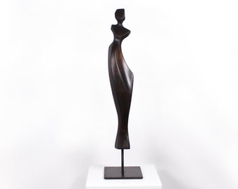 Wooden sculpture, 57 cm, 22 inches, art object, woman, abstract, modern, minimalist