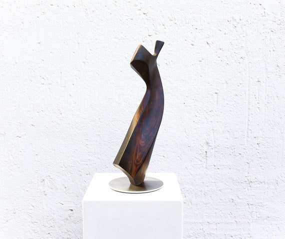 Abstract sculpture 40 cm, 15" art object, cherry wood, modern, minimalist