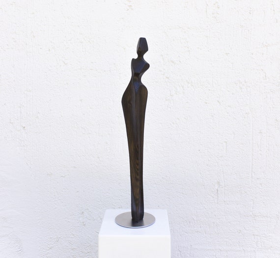 Holz Skulptur, 70 cm, 28 Zoll, Kunstobjekt geflammt