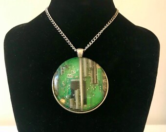 Einzigartige Silber Halskette Motherboard gedruckt cirtcuit post Punk Cyber Tribal Collana tribale circuito stampato unica argento scheda madre