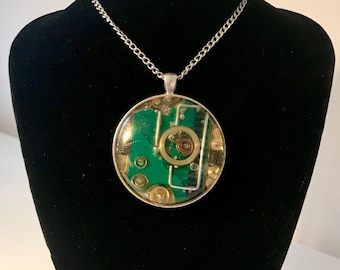 Einzigartige Silber Halskette Motherboard gedruckt cirtcuit post Punk Cyber Tribal Collana tribale circuito stampato unica argento scheda madre