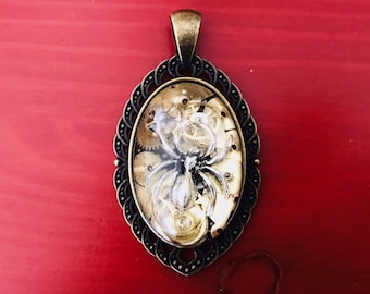Einzigartige Steampunk gothic viktorianischen romantischen Goth Punk Spinne oval 20 * 30 mm Anhänger Halskette ein von einer Art Harz handgemachte wow Geschenk