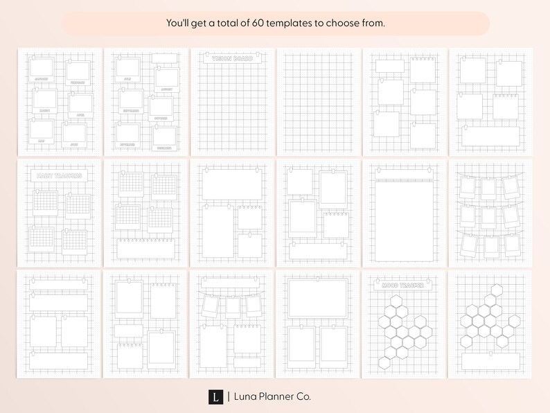 60 Printable Bullet Journal Templates White Mode Goodnotes Notability