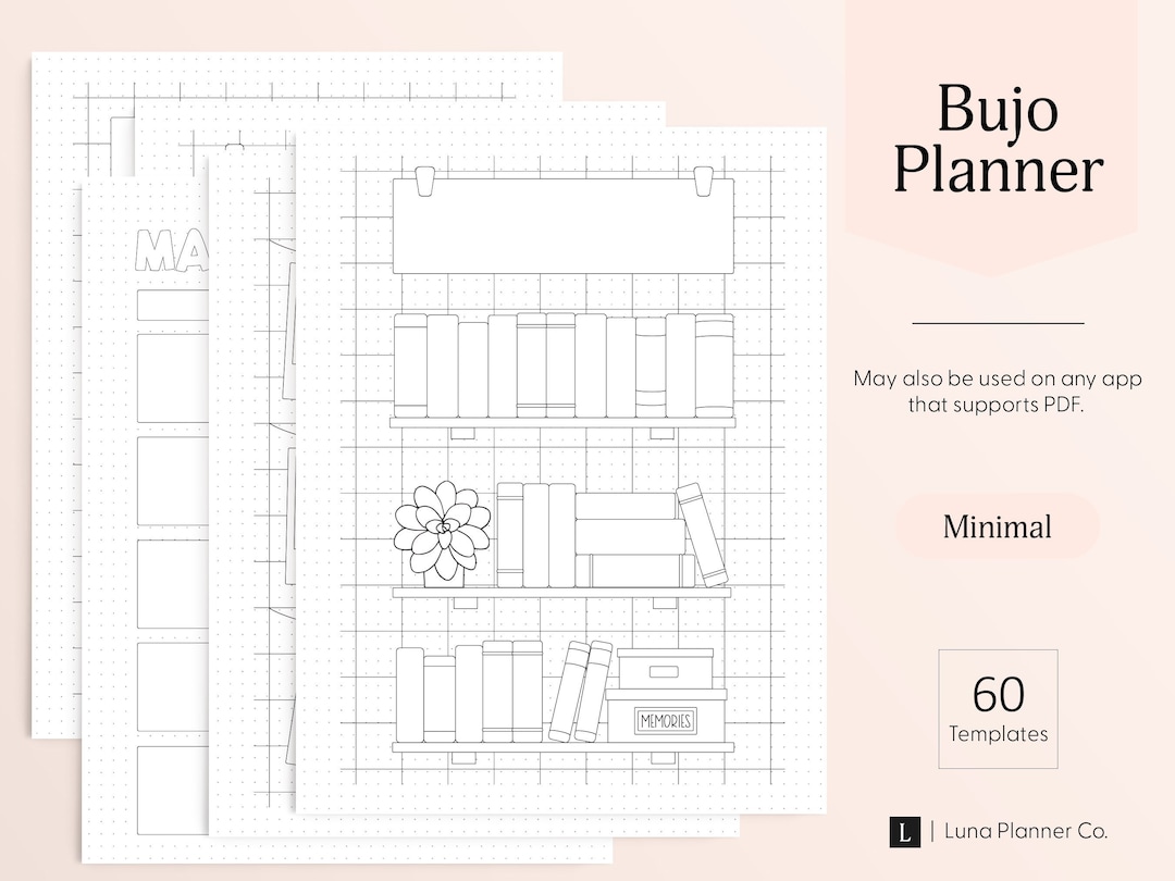60 Printable Bullet Journal Templates White Mode Goodnotes Notability