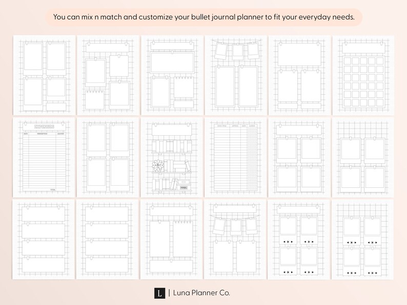 60 Printable Bullet Journal Templates White Mode Goodnotes Notability