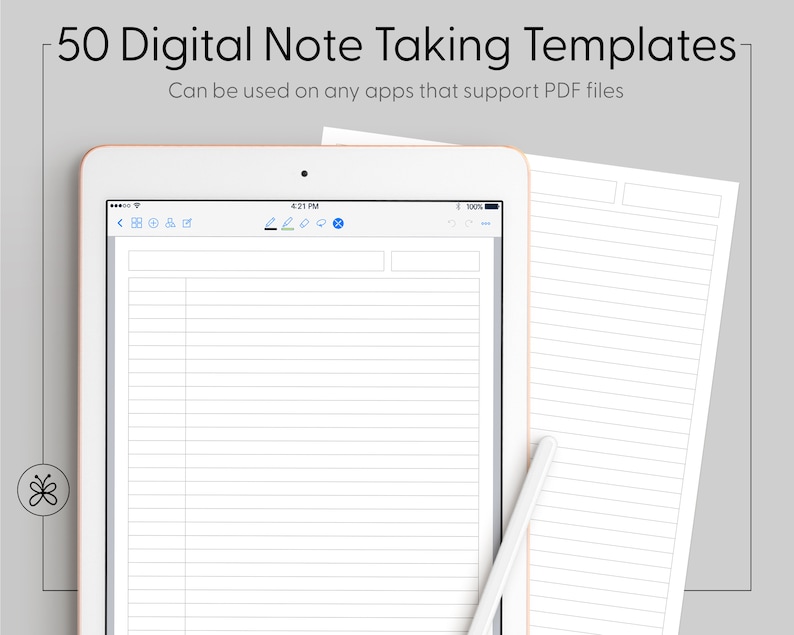 50 Digital Note Taking Templates White Mode Goodnotes Etsy