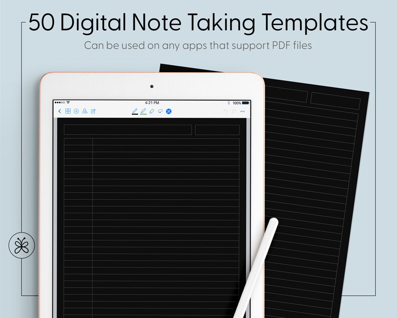 50 Digital Note Taking Templates Dark Mode Goodnotes Etsy