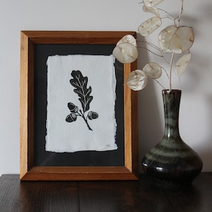 Acorns lino print