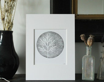 Original Artemisia leaf monotype ~ hand made print ~ botanical wall art ~ hand printed ~OOAK leaf print