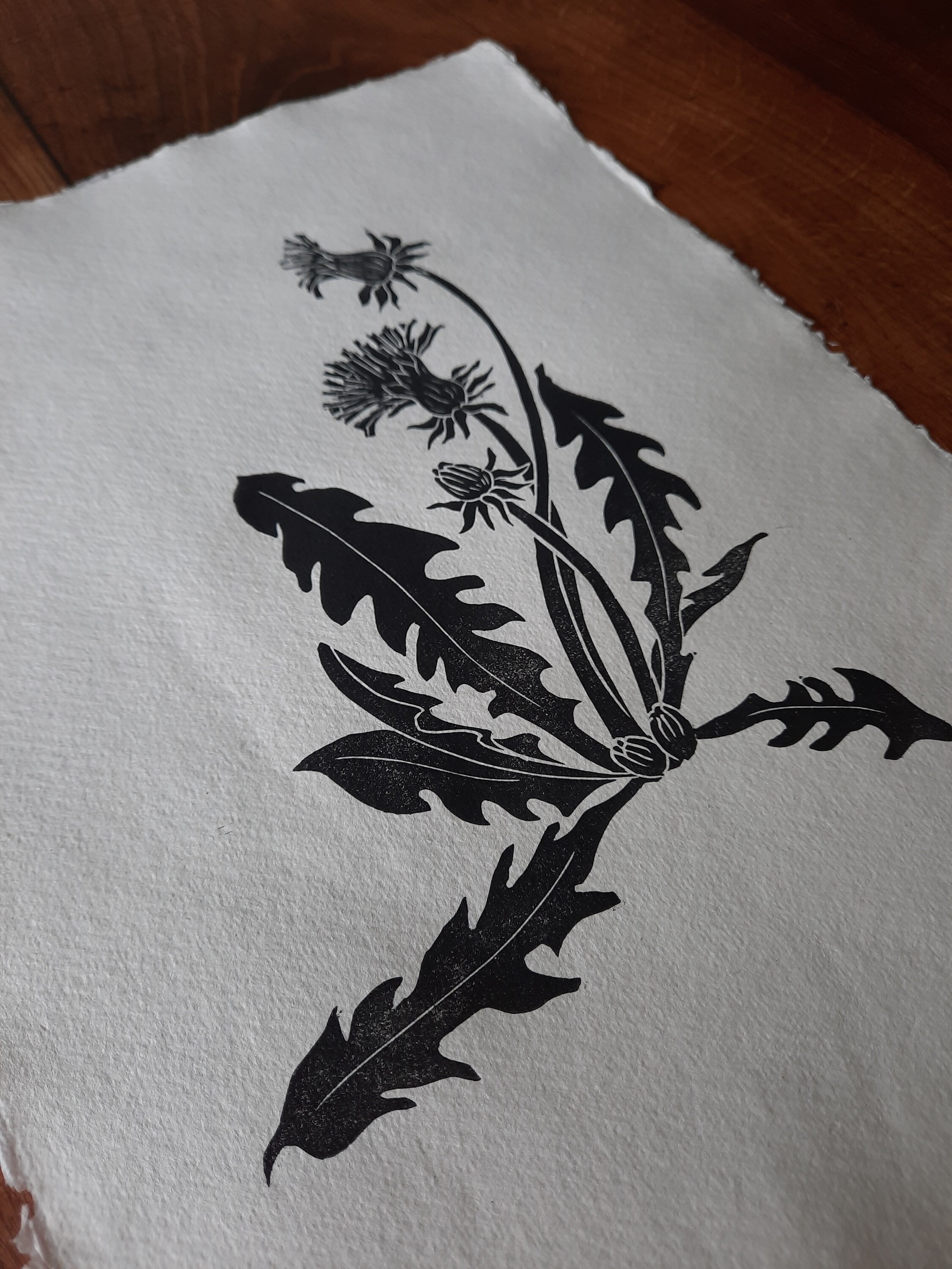 Dandelion Linocut Print Original Hand Carved and Printed Etsy