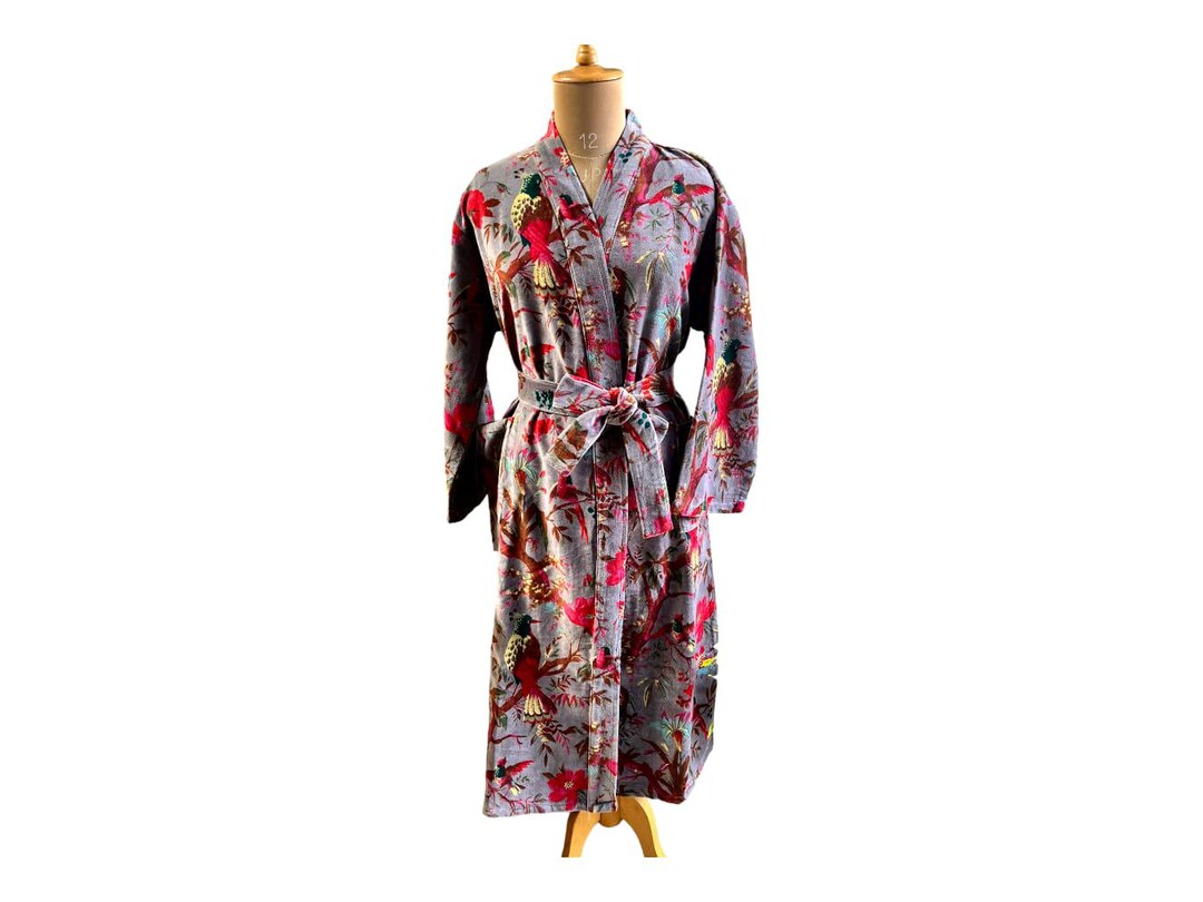 Fancy House Robe Luxury Velvet House Robe Unisex Kimono Boho Jacket Reversible Indian ...