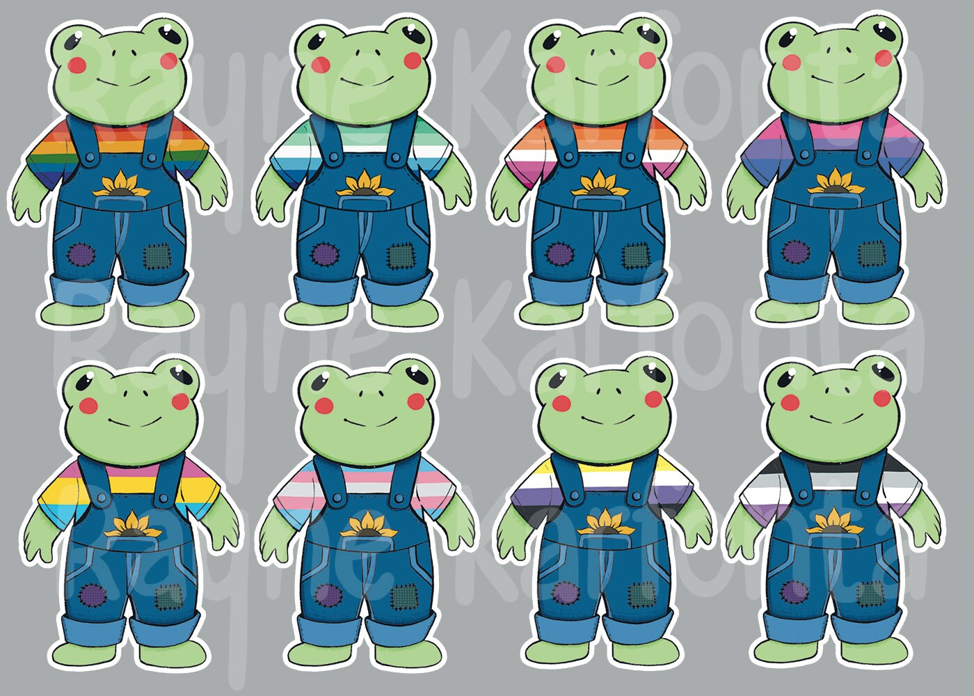 Sunny the Pride Frog Waterproof Vinyl Stickers 8 Flag Options - Etsy
