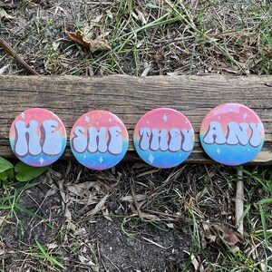 70s Inspired Pronoun Pins