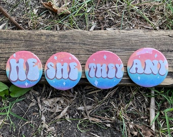 70s Inspired Pronoun Pins