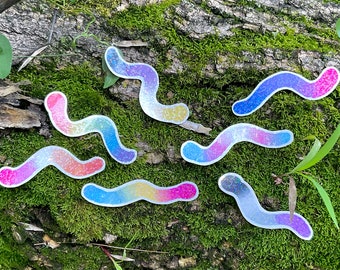 Glitter Pride Gummy Worm Waterproof Vinyl Stickers