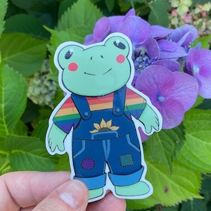 Sunny The Pride Frog Waterdichte Vinyl Stickers (8 Vlag Opties!)