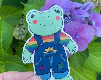 Sunny The Pride Frog Waterproof Vinyl Stickers (8 Flag Options!)