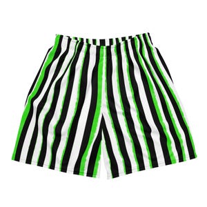 Black and Green Striped Adult Mesh Shorts, Gym Clothing, Rocker Athletic Wear, Punk Rock Style