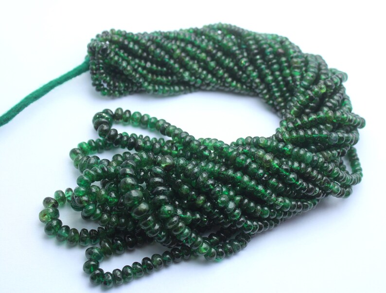 100Natural Zambian Emerald Smooth Beads Roundel Shape Size Etsy