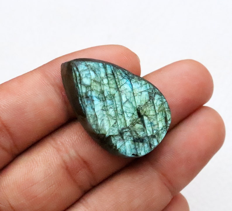 75/% OFF 54.00 Carat Natural Labradorite Rough Druzy Cabochon Loose Gemstones Pear Shape Size 34X22mm Approx Good Quality.....M-15